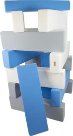 Jenga - 15 zachte speelblokken - wit, babyblauw, grijs, Ophalen of Verzenden, Nieuw