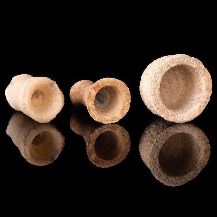 Oud-Egyptisch Groep van drie kleine vaartuigen (Zonder, Antiek en Kunst, Antiek | Overige Antiek