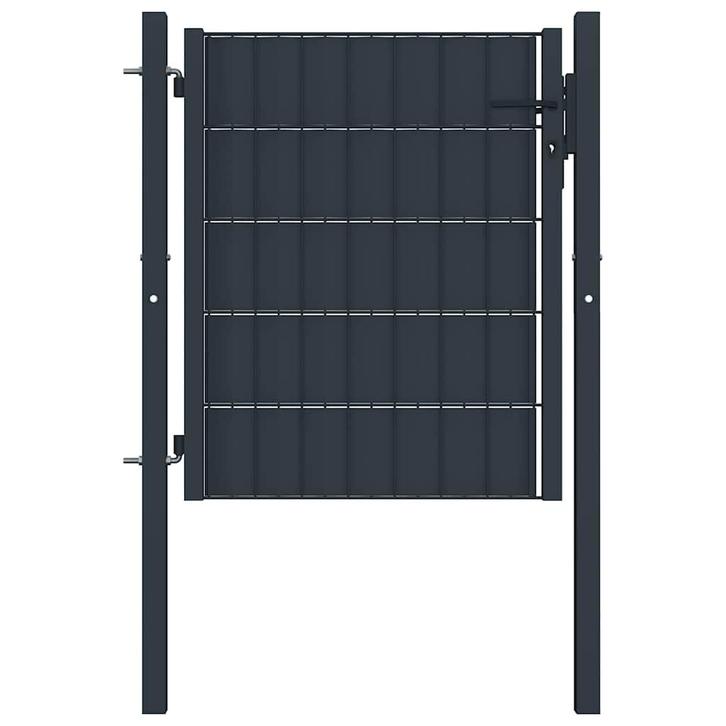 vidaXL Hekpoort PVC en staal 100x100 cm antraciet, Tuin en Terras, Tuinpoorten, Nieuw, Verzenden