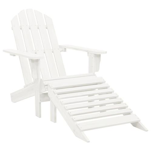 vidaXL Tuinstoel met hocker hout wit, Tuin en Terras, Tuinstoelen, Nieuw, Verzenden