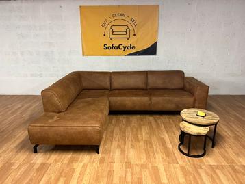 SofaCycle - Moderne cognackleurige L-hoekzetel in topstaat beschikbaar voor biedingen