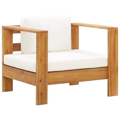 vidaXL Tuinstoel met kussen massief acaciahout crème, Tuin en Terras, Tuinsets en Loungesets, Nieuw, Verzenden