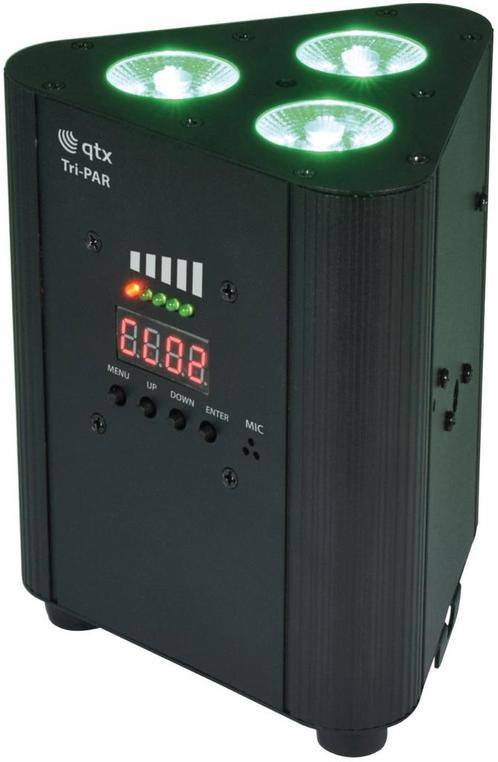 QTX Tri-PAR Oplaadbare Drievoudige PAR Uplighter, Muziek en Instrumenten, Licht en Laser