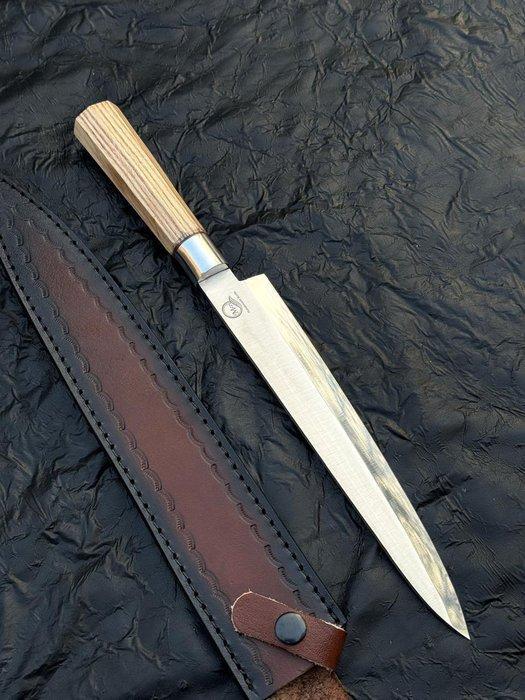 Keukenmes - Japanse stijl. Handgemaakt keukenmes, ASH hout., Antiek en Kunst, Antiek | Keukengerei