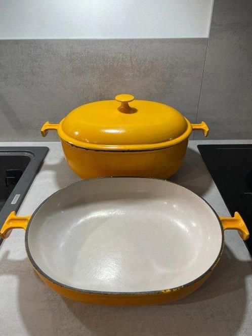 Le Creuset - Enzo Mari - Braadpan (2) -  De moeder - Fonte, Antiquités & Art, Antiquités | Ustensiles de cuisine