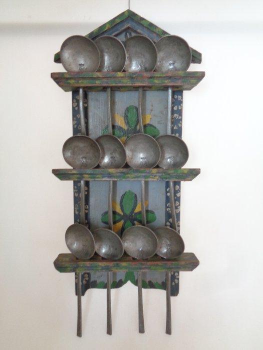 Lepelrek - volkskunst beschilderd - eind 19e eeuw - Lepel -, Antiek en Kunst, Antiek | Overige Antiek