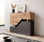 Meubella | Dressoir Antraciet Eiken 120x35x100 opbergkast, Huis en Inrichting, Verzenden, Nieuw, 25 tot 50 cm, 100 tot 150 cm