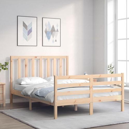 vidaXL Cadre de lit avec tête de lit 140x190 cm bois, Maison & Meubles, Chambre à coucher | Lits, Neuf, Envoi