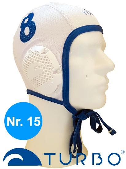 Turbo Waterpolo cap (size m/L) New Generation wit nummer 15, Sports nautiques & Bateaux, Water polo, Envoi