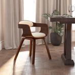 vidaXL Chaise de salle à manger Crème Similicuir et bois cou