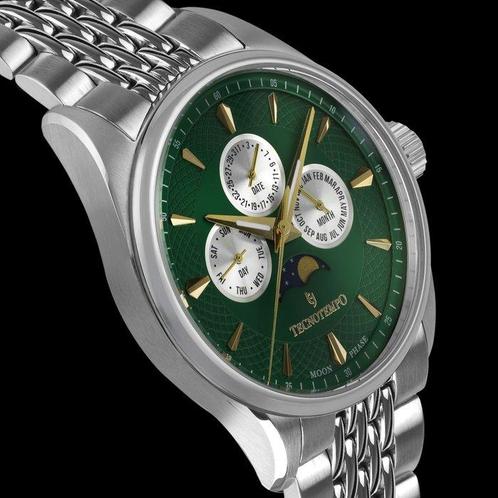 Tecnotempo - Lunaris - Full Calendar &amp; Moon Phase - 41mm -, Handtassen en Accessoires, Horloges | Heren