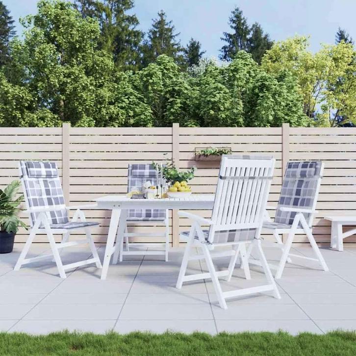 vidaXL Stoelkussens 4 st hoge rug ruitpatroon oxford stof, Maison & Meubles, Accessoires pour la Maison | Coussins, Envoi