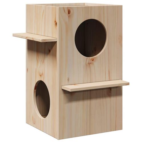 vidaXL Kattenhuis 43x43x60 cm massief grenenhout, Dieren en Toebehoren, Katten-accessoires, Nieuw, Verzenden