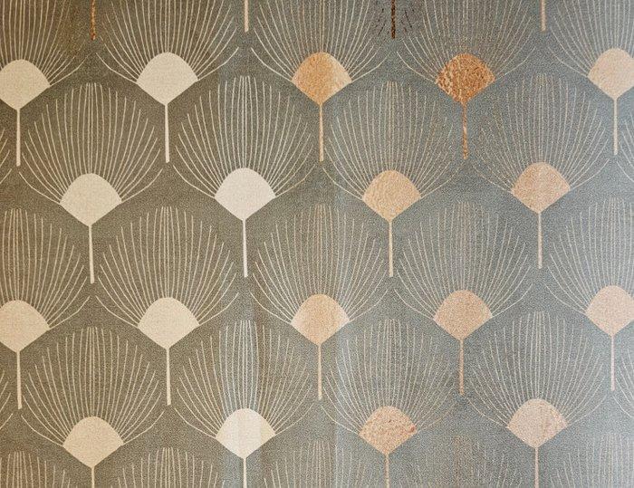 Satijnen katoenstof Art Dèco olijfgroene kleur, beperkte, Antiquités & Art, Tapis & Textile