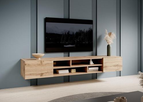 Meubella TV-Meubel Charo eiken 200 cm zwevend, Maison & Meubles, Armoires | Mobilier de télévision, Envoi