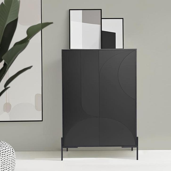 Wandkast - zwart - 78 x 35 x 120 cm, Huis en Inrichting, Kasten | Wandmeubels, Nieuw, Verzenden