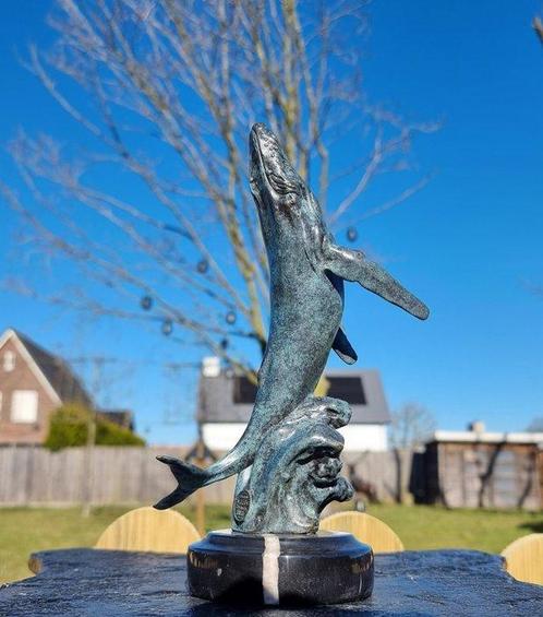 Beeld, Bronze Whale Hand-Crafted - 23 cm - Brons, Marmer, Antiek en Kunst, Curiosa en Brocante