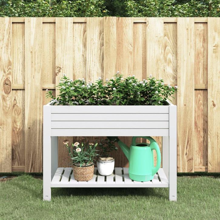 vidaXL Plantenbak verhoogd 110x45x79 cm polypropeen wit, Tuin en Terras, Bloempotten, Nieuw, Verzenden