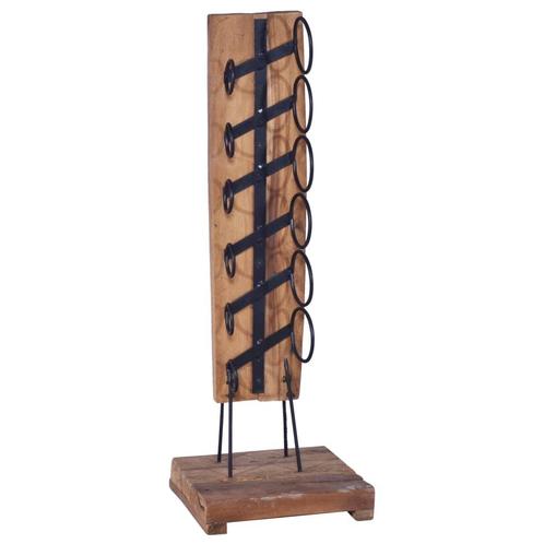 vidaXL Wijnrek voor 6 flessen 35x35x100 cm massief teakhout, Huis en Inrichting, Woonaccessoires | Wijnrekken, Nieuw, Verzenden