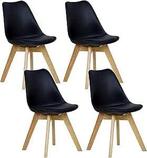 WOLTU 4 Eetkamerstoelen - Kunstleer en massief hout - Zwart, Huis en Inrichting, Verzenden, Nieuw