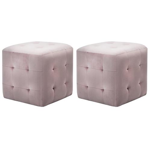 vidaXL Nachtkastjes 2 st 30x30x30 cm fluweel roze, Maison & Meubles, Chambre à coucher | Tables de chevet, Envoi