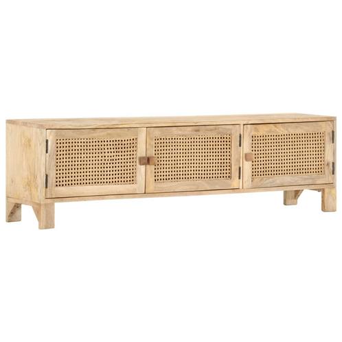 vidaXL Meuble TV 140x30x40 cm Bois de manguier et canne, Maison & Meubles, Armoires | Mobilier de télévision, Neuf, Envoi