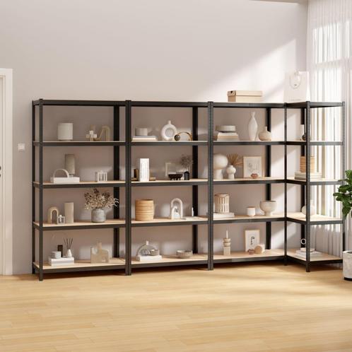 vidaXL Opbergrekken 4 st 5-laags staal en bewerkt hout, Huis en Inrichting, Kasten | Stellingkasten, Nieuw, Verzenden