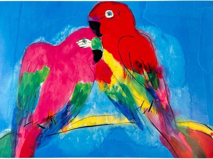 Walasse Ting - Two Parrots (Yvon Riviére Éditeur, Paris), Antiquités & Art, Art | Dessins & Photographie