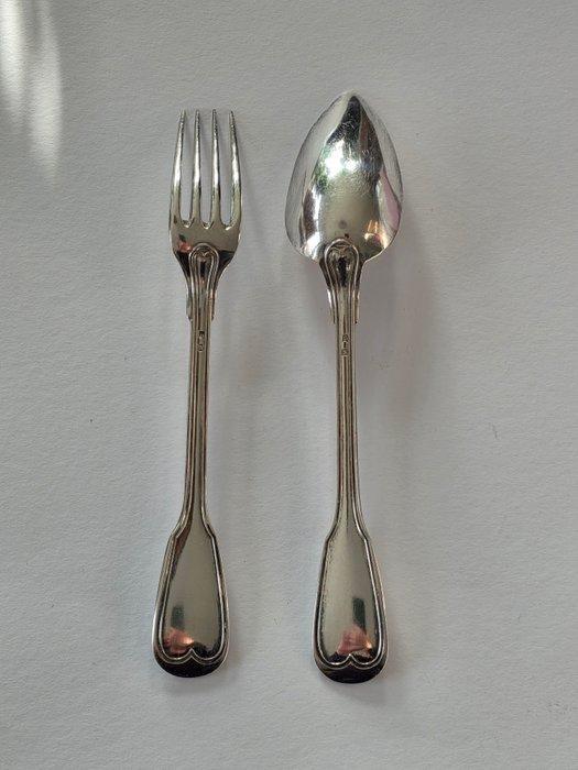 Delheid Frères - Bestekset (2) - Chinon - .835 zilver -, Antiek en Kunst, Antiek | Zilver en Goud