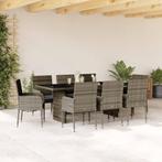 vidaXL 9-delige Tuinset met kussens poly rattan grijs, Tuin en Terras, Verzenden, Nieuw, Tuinset