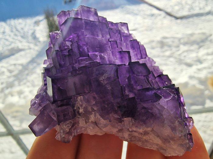 Fluoriet Topkleur - Hoogte: 68 mm - Breedte: 50 mm- 162 g -, Verzamelen, Mineralen en Fossielen