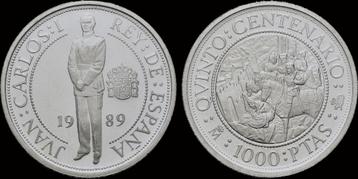 Spain 1000 pesetas 1989 Proof zilver beschikbaar voor biedingen