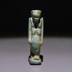 Oud-Egyptisch Faience Amulet van de godin Toeris. Late, Verzamelen, Mineralen en Fossielen