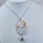 Zilver - Ketting met hanger - Handgesneden maas, Antiek en Kunst