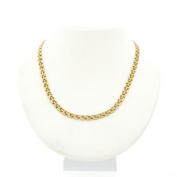 Gouden Bismarck schakel collier | 42 cm (ketting), Handtassen en Accessoires, Kettingen, Overige kleuren, Gebruikt, Goud, Ophalen of Verzenden