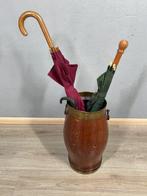 Paraplustandaard/rek - Hout, Messing - Houten paraplubak met