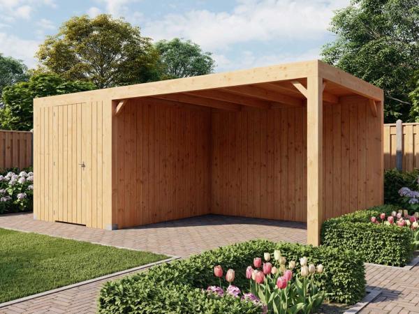 Veiling - Terrasoverkapping met berging 314x700x244cm, Tuin en Terras, Overkappingen