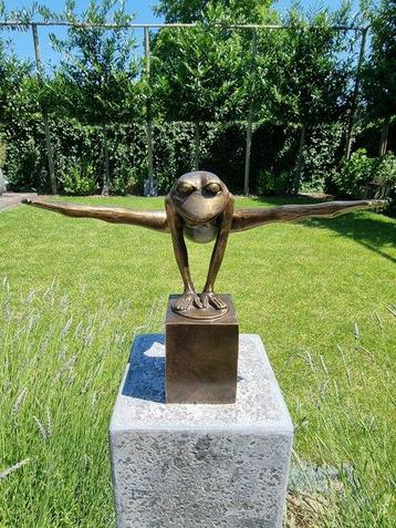 Beeldje - Jumping frog - Brons, Antiek en Kunst