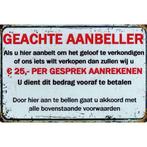 Wandbord reclamebord schild Geachte Aanbeller bord, Verzamelen, Verzenden, Huis en Inrichting