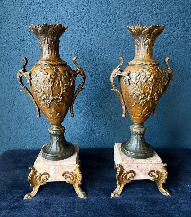 Cassolette (2) - Marmer, Zinklegering - Leeuwenkop &, Antiek en Kunst, Antiek | Overige Antiek