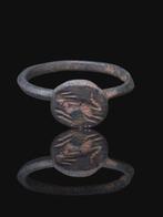 Oud-Romeins Rare Lion Seal Ring (Zonder minimumprijs)