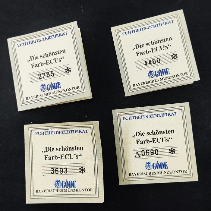 Europa. Lot with 5 gold-plated copper-nickel ECU medals from, Postzegels en Munten, Munten | Europa | Niet-Euromunten