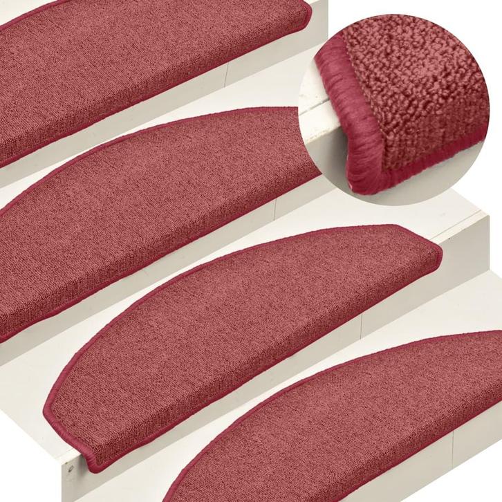 vidaXL Trapmatten 15 st 65x24x4 cm Bordeaux Halfrond Groot, Doe-het-zelf en Bouw, Ladders en Trappen, Nieuw, Verzenden