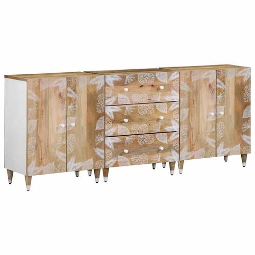 vidaXL Dressoirs 3 st 60x33,5x75 cm massief mangohout, Huis en Inrichting, Kasten | Overige, Nieuw, Verzenden