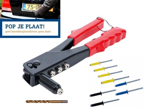 LB TOOLS Kenteken popnagel set incl. popnageltang en boor, Auto diversen, Auto-accessoires, Nieuw, Ophalen of Verzenden