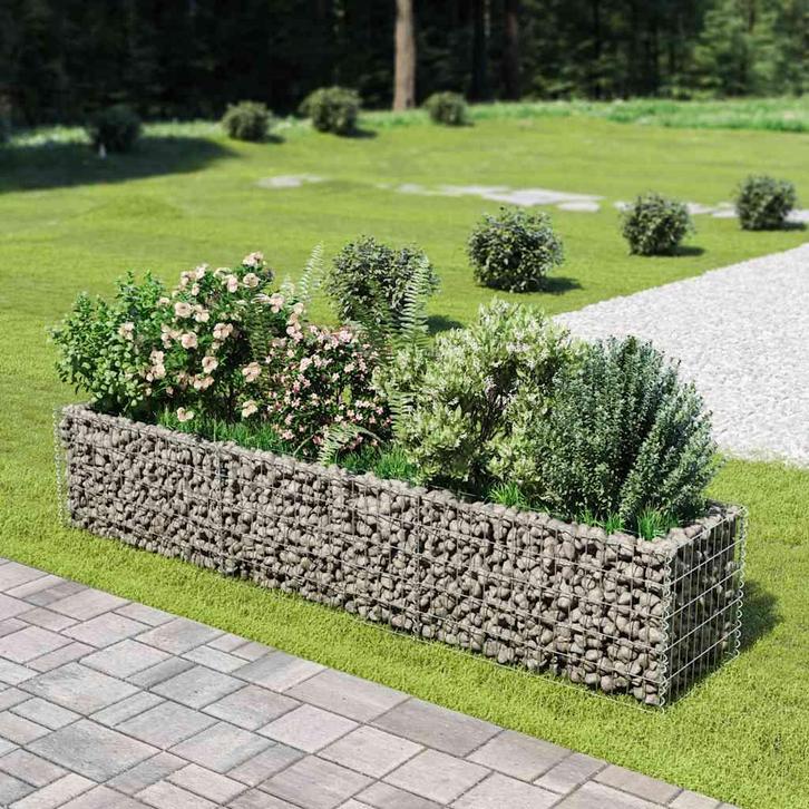 vidaXL Gabion plantenbak verhoogd 270x50x50 cm, Tuin en Terras, Bloempotten, Nieuw, Verzenden