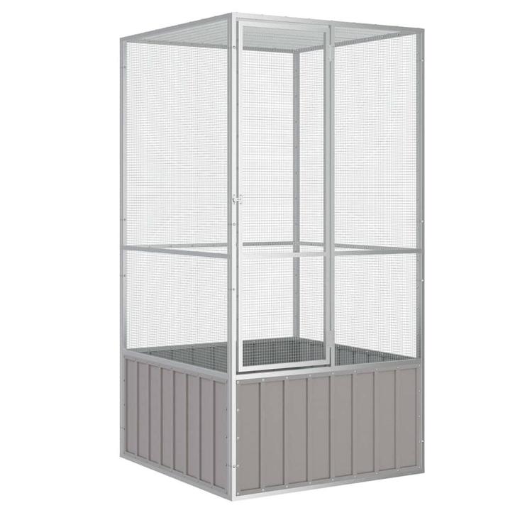 vidaXL Vogelkooi 111x107x211,5 cm gegalvaniseerd staal grijs, Dieren en Toebehoren, Vogels | Toebehoren, Nieuw, Verzenden