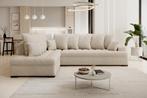 Hoekbank - Beige teddystof - Links - Bankstel 305x224cm, Verzenden, Nieuw
