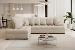 Hoekbank - Beige teddystof - Links - Bankstel 305x224cm, Maison & Meubles, Canapés | Coins salons complets, Verzenden