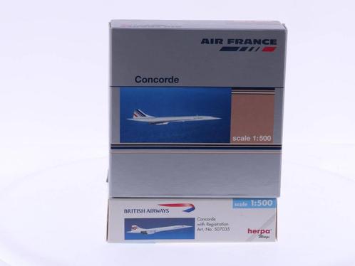 Schaal 1:500 Herpa 507028 Concorde en Herpa 507035 Concor..., Hobby en Vrije tijd, Modelbouw | Vliegtuigen en Helikopters, Gebruikt